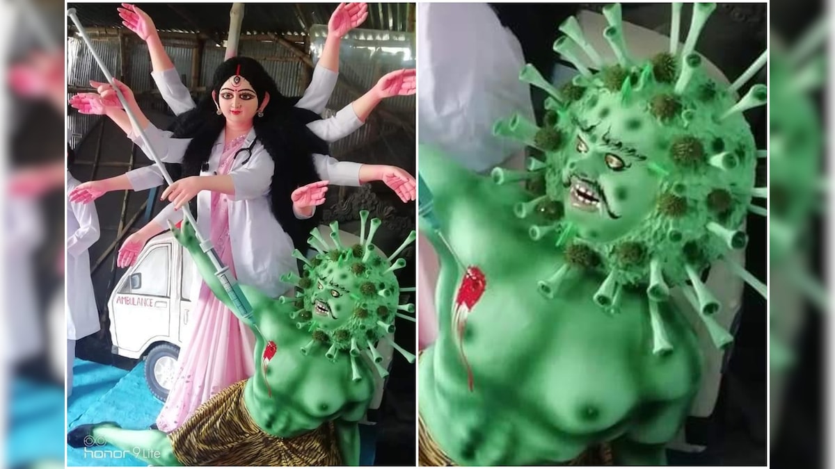 Goddess Durga Reimagined as Doctor Slaying Coronavirus in Kolkata Pandal Goes Viral After Migrant Mother