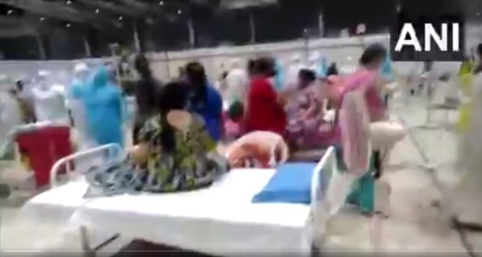Garba at a Covid facility in Maharashtra Garba at a Covid facility in Maharashtra