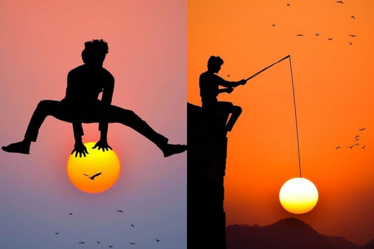 Haryana Photographer Captures Incredible Silhouettes against the Sun Creating Optical Illusions