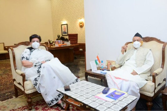 National Commission for Women (NCW) chief Rekha Sharma with Maharashtra Governor Bhagat Singh Koshyari in Mumbai National Commission for Women (NCW) chief Rekha Sharma with Maharashtra Governor Bhagat Singh Koshyari in Mumbai