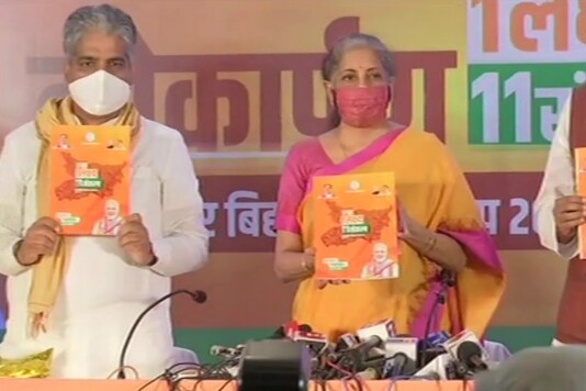 Nirmala Sitharaman unveils the manifesto for Bihar polls.