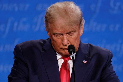 US President Donald Trump participates in the final presidential campaign debate in the Curb Event Center at Belmont University in Nashville, Tennessee, on October 22, 2020. (REUTERS/Jonathan Ernst)