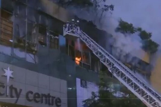 Firefighting operation underway at a mall in Nagpada area in Mumbai. (Photo: ANI/Twitter)