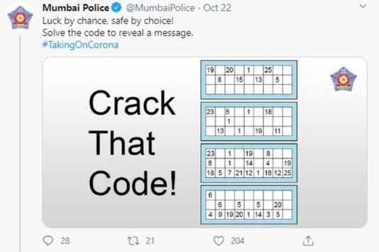 Screenshot of Mumbai Police's tweet. Screenshot of Mumbai Police's tweet.