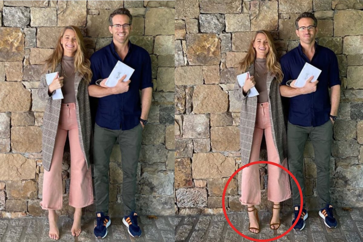 Blake Lively can be seen barefoot in one photo, while 'wearing' heels ...