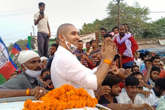 LJP chief Chirag Paswan during an election campaign roadshow, at Paliganj in Patna district. (PTI)