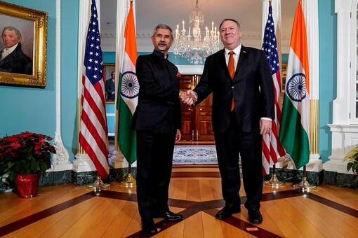 File Photo: US Secretary of State Mike Pompeo greets Indian Minister of External Affairs Subrahmanyam Jaishankar at the State Department in Washington, US, December 18, 2019. (REUTERS) 