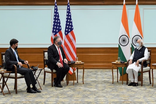 US Secretary of State Mike Pompeo, Defence Secretary Mark Esper hold talks with PM Modi. (Image credit: Twitter@MEAIndia) US Secretary of State Mike Pompeo, Defence Secretary Mark Esper hold talks with PM Modi. (Image credit: Twitter@MEAIndia)