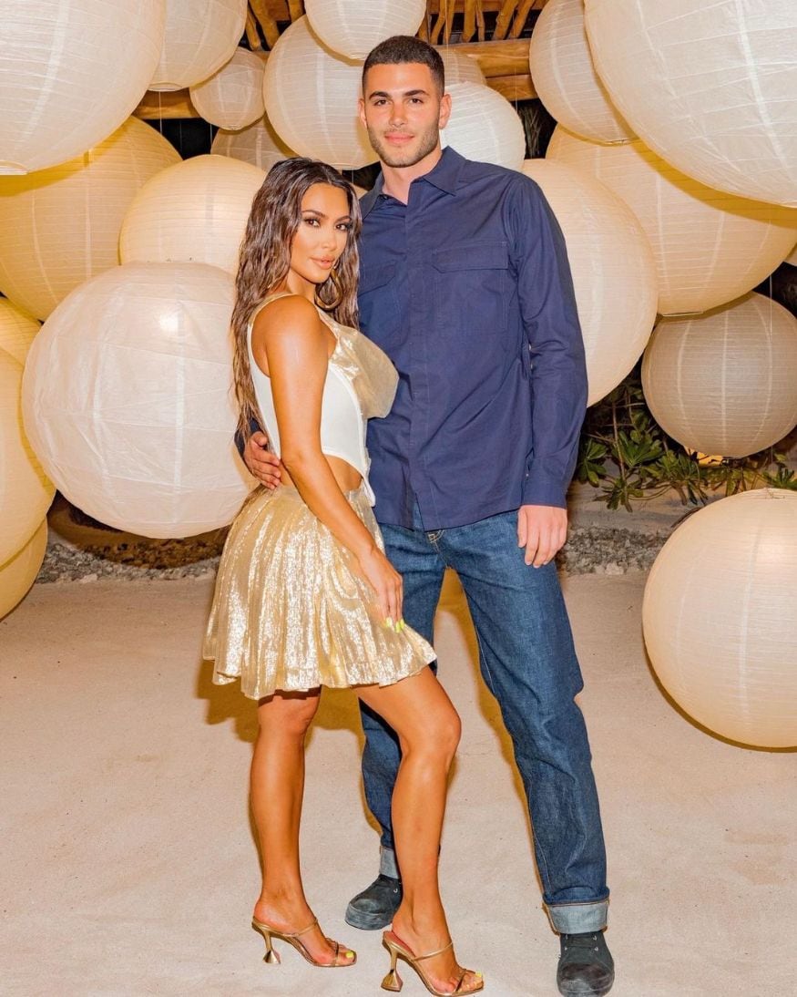 princess polly baby blue dress Kim Kardashian Wears Vintage Gold Dolce and Gabbana Birthday Dress main image 1