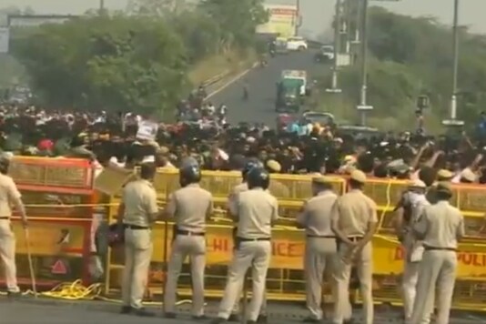 Locals gathered at Delhi-Noida-Delhi flyway demanding justice for businessman Aman Bainsla who died allegedly by suicide. (Image: Twitter/ANI)
