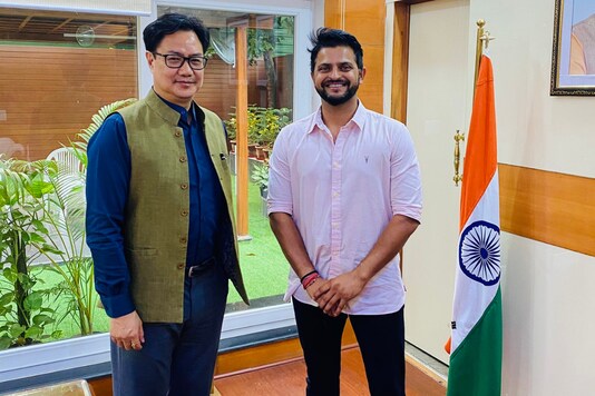 Kiren Rijiju and Suresh Raina (Photo Credit: Twitter) Kiren Rijiju and Suresh Raina (Photo Credit: Twitter)