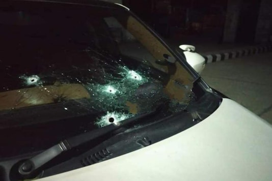 Militants shot at the car in which the three BJP workers were travelling in Kulgam. (News18) Militants shot at the car in which the three BJP workers were travelling in Kulgam. (News18)