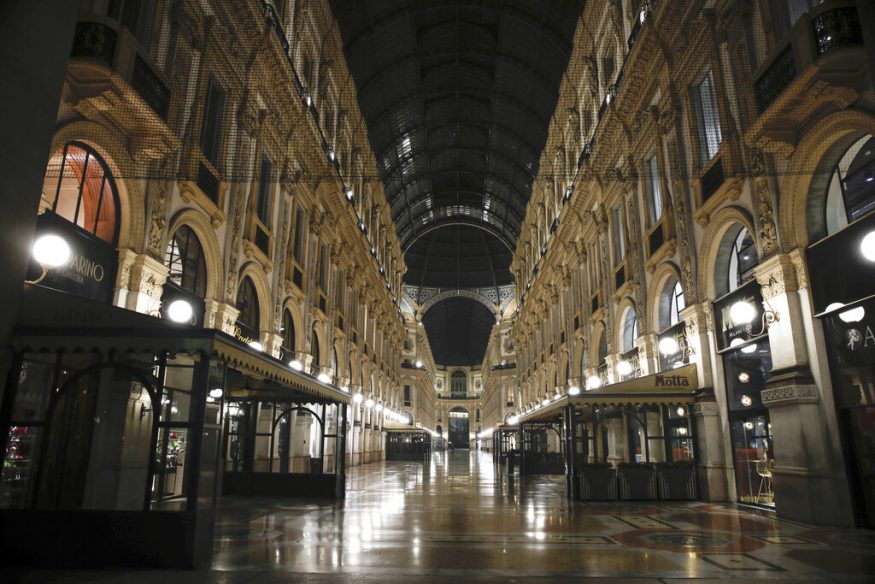  The Vittorio Emanuele II arcarde is deserted, in Milan, Italy. (Image: AP)