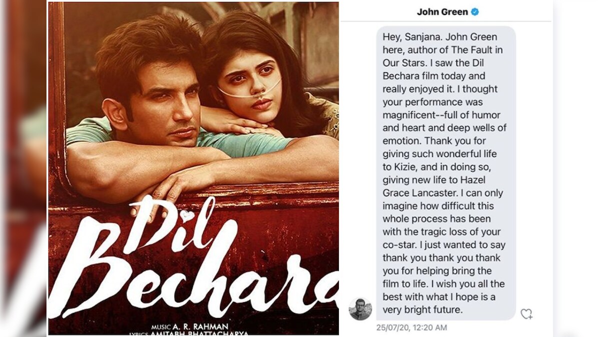 Sanjana Sanghi Shares Message from Fault In Our Stars Author John Green Praising Dil Bechara