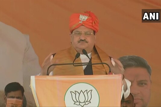 BJP president JP Nadda addresses an election rally in Begusarai of Bihar on October 30.