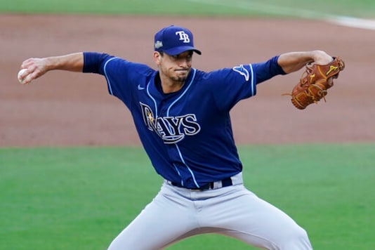 Tampa Bay Rays starting pitcher Charlie Morton (50) throws against the New York Yankees during the first inning in Game 3 of a baseball American League Division Series, Wednesday, Oct. 7, 2020, in San Diego. (AP Photo/Gregory Bull) Tampa Bay Rays starting pitcher Charlie Morton (50) throws against the New York Yankees during the first inning in Game 3 of a baseball American League Division Series, Wednesday, Oct. 7, 2020, in San Diego. (AP Photo/Gregory Bull)
