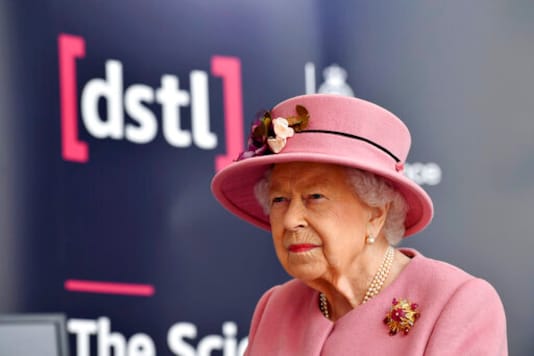 Britain's Queen Elizabeth II visits the Defence Science and Technology Laboratory (DSTL) at Porton Down, England, Thursday Oct. 15, 2020, to view the Energetics Enclosure and display of weaponry and tactics used in counter intelligence. (Ben Stansall/Pool via AP) Britain's Queen Elizabeth II visits the Defence Science and Technology Laboratory (DSTL) at Porton Down, England, Thursday Oct. 15, 2020, to view the Energetics Enclosure and display of weaponry and tactics used in counter intelligence. (Ben Stansall/Pool via AP)