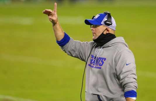 FILE - In this Oct. 22, 2020, file photo, New York Giants coach Joe Judge gestures during the team's NFL football game against the Philadelphia Eagles in Philadelphia. The Giants play the Tampa Bay Buccaneers this week. The game will feature six-time Super Bowl champion Tom Brady against Judge, one of his former coaches with the New England Patriots. The two shared three Super Bowl wins. The Bucs have a 5-2 record. Their only loss in the recent run was a one-point decision to Chicago. The Giants are 1-6 under the 38-year-old Judge. (AP Photo/Rich Schultz, File) FILE - In this Oct. 22, 2020, file photo, New York Giants coach Joe Judge gestures during the team's NFL football game against the Philadelphia Eagles in Philadelphia. The Giants play the Tampa Bay Buccaneers this week. The game will feature six-time Super Bowl champion Tom Brady against Judge, one of his former coaches with the New England Patriots. The two shared three Super Bowl wins. The Bucs have a 5-2 record. Their only loss in the recent run was a one-point decision to Chicago. The Giants are 1-6 under the 38-year-old Judge. (AP Photo/Rich Schultz, File)