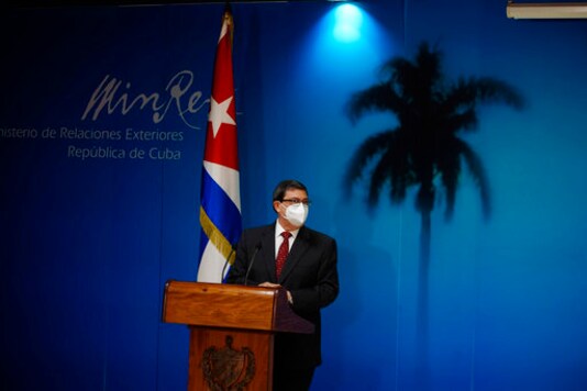 Cuban Foreign Minister Bruno Rodrguez Parrilla, wearing a mask amid the COVID-19 pandemic, presents Cuba's report on the impact of the US embargo policy on the island over the past year, at the Foreign Affairs Ministry in Havana, Cuba, Thursday, Oct. 22, 2020. (AP Photo/Ramon Espinosa) Cuban Foreign Minister Bruno Rodrguez Parrilla, wearing a mask amid the COVID-19 pandemic, presents Cuba's report on the impact of the US embargo policy on the island over the past year, at the Foreign Affairs Ministry in Havana, Cuba, Thursday, Oct. 22, 2020. (AP Photo/Ramon Espinosa)