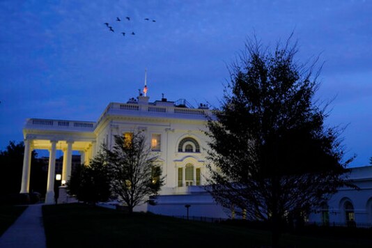FILE - In this Oct. 4, 2020, file photo lights illuminate the White House in Washington. (AP Photo/Jacquelyn Martin, File) FILE - In this Oct. 4, 2020, file photo lights illuminate the White House in Washington. (AP Photo/Jacquelyn Martin, File)