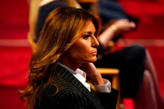 First lady Melania Trump sits before the first presidential debate Tuesday, Sept. 29, 2020, at Case Western University and Cleveland Clinic, in Cleveland, Ohio. (AP Photo/Julio Cortez) First lady Melania Trump sits before the first presidential debate Tuesday, Sept. 29, 2020, at Case Western University and Cleveland Clinic, in Cleveland, Ohio. (AP Photo/Julio Cortez)