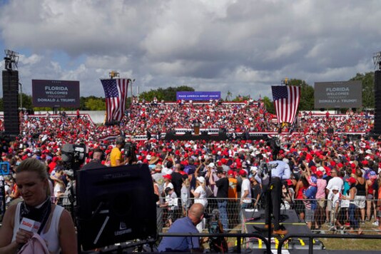 President Donald Trump speaks to the crowd during a campaign rally Thursday, Oct. 29, 2020, in Tampa, Fla. (AP Photo/Chris O'Meara)
