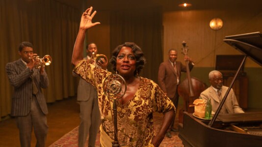 This image released by Netflix shows Chadwick Boseman, from left, Colman Domingo, Viola Davis, Michael Potts and Glynn Turman in This image released by Netflix shows Chadwick Boseman, from left, Colman Domingo, Viola Davis, Michael Potts and Glynn Turman in