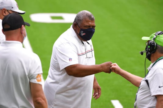 Houston Texans head coach Romeo Crennel during the first half of an NFL football game against the Jacksonville Jaguars, Sunday, Oct. 11, 2020, in Houston. (AP Photo/Eric Christian Smith) Houston Texans head coach Romeo Crennel during the first half of an NFL football game against the Jacksonville Jaguars, Sunday, Oct. 11, 2020, in Houston. (AP Photo/Eric Christian Smith)