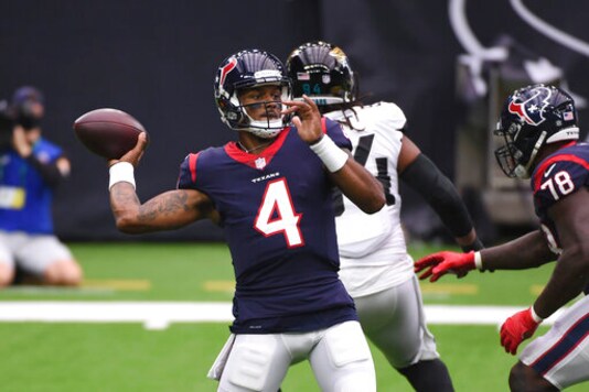 Houston Texans quarterback Deshaun Watson (4) throws against the Jacksonville Jaguars during the first half of an NFL football game Sunday, Oct. 11, 2020, in Houston. (AP Photo/Eric Christian Smith) Houston Texans quarterback Deshaun Watson (4) throws against the Jacksonville Jaguars during the first half of an NFL football game Sunday, Oct. 11, 2020, in Houston. (AP Photo/Eric Christian Smith)