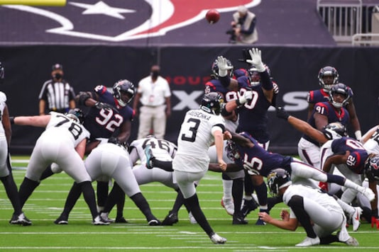 Jacksonville Jaguars kicker Stephen Hauschka (3) misses a field goal attempts against the Houston Texans during the first half of an NFL football game Sunday, Oct. 11, 2020, in Houston. (AP Photo/Eric Christian Smith) Jacksonville Jaguars kicker Stephen Hauschka (3) misses a field goal attempts against the Houston Texans during the first half of an NFL football game Sunday, Oct. 11, 2020, in Houston. (AP Photo/Eric Christian Smith)