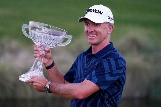 Martin Laird holds the trophy after winning the Shriners Hospitals for Children Open golf tournament Sunday, Oct. 11, 2020, in Las Vegas. (AP Photo/John Locher) Martin Laird holds the trophy after winning the Shriners Hospitals for Children Open golf tournament Sunday, Oct. 11, 2020, in Las Vegas. (AP Photo/John Locher)