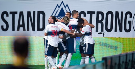 The Vancouver Whitecaps celebrate Fredy Montero's goal against the Montreal Impact during second half MLS soccer action in Vancouver, B.C. Wednesday, September, 16, 2020. THE CANADIAN PRESS/Jonathan Hayward/The Canadian Press via AP)during the second half of an MLS soccer match Wednesday, Sept. 16, 2020, in Vancouver, British Columbia. (Jonathan Hayward/The Canadian Press via AP) The Vancouver Whitecaps celebrate Fredy Montero's goal against the Montreal Impact during second half MLS soccer action in Vancouver, B.C. Wednesday, September, 16, 2020. THE CANADIAN PRESS/Jonathan Hayward/The Canadian Press via AP)during the second half of an MLS soccer match Wednesday, Sept. 16, 2020, in Vancouver, British Columbia. (Jonathan Hayward/The Canadian Press via AP)