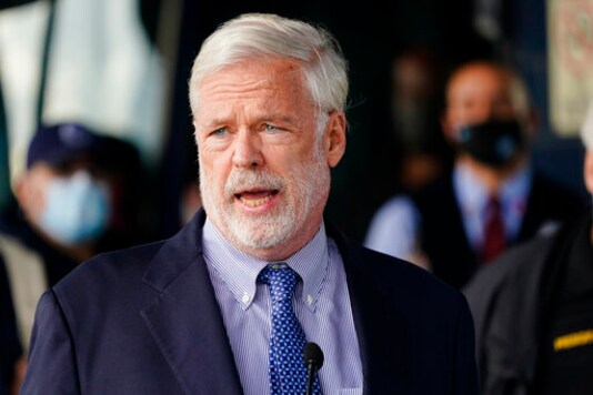 Metropolitan Transportation Authority chairman and CEO Patrick Foye speaks during a news conference to announce MTA plans for the Covid testing of its workers Tuesday, Oct. 27, 2020, at the Grand Avenue Bus Depot in New York. (AP Photo/Frank Franklin II) Metropolitan Transportation Authority chairman and CEO Patrick Foye speaks during a news conference to announce MTA plans for the Covid testing of its workers Tuesday, Oct. 27, 2020, at the Grand Avenue Bus Depot in New York. (AP Photo/Frank Franklin II)