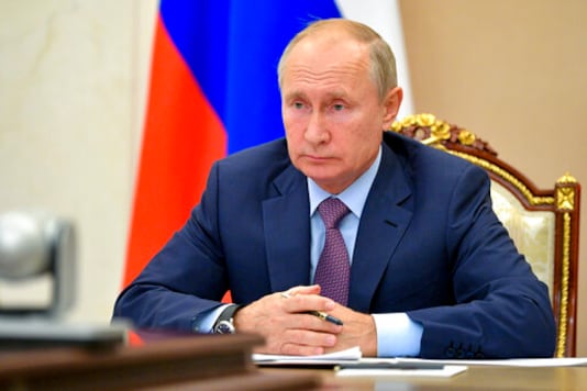 Russian President Vladimir Putin chairs a Security Council meeting via video conference in Moscow, Russia, Wednesday, Oct. 14, 2020. (Alexei Druzhinin, Sputnik, Kremlin Pool Photo via AP) Russian President Vladimir Putin chairs a Security Council meeting via video conference in Moscow, Russia, Wednesday, Oct. 14, 2020. (Alexei Druzhinin, Sputnik, Kremlin Pool Photo via AP)