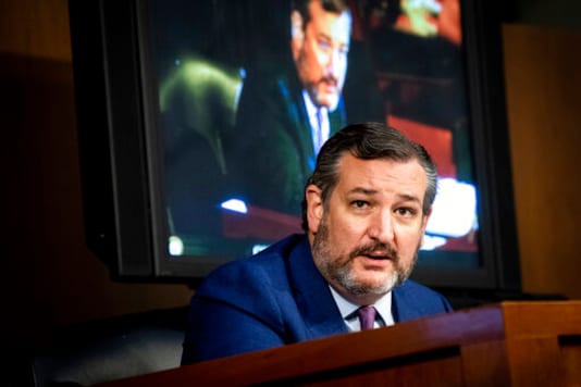 Sen. Ted Cruz, R-Texas, speaks during the confirmation hearing for Supreme Court nominee Amy Coney Barrett, before the Senate Judiciary Committee, Wednesday, Oct. 14, 2020, on Capitol Hill in Washington. (Erin Schaff/The New York Times via AP, Pool) Sen. Ted Cruz, R-Texas, speaks during the confirmation hearing for Supreme Court nominee Amy Coney Barrett, before the Senate Judiciary Committee, Wednesday, Oct. 14, 2020, on Capitol Hill in Washington. (Erin Schaff/The New York Times via AP, Pool)