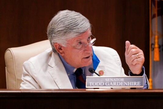 Sen. Todd Gardenhire, R-Chattanooga, asks a question during a meeting of the Senate Judiciary Committee, Tuesday, Aug. 11, 2020, in Nashville, Tenn. The special session was called by Tennessee Gov. Bill Lee to pass liability reforms to protect businesses from lawsuits prompted by reopening after the coronavirus quarantine. (AP Photo/Mark Humphrey) Sen. Todd Gardenhire, R-Chattanooga, asks a question during a meeting of the Senate Judiciary Committee, Tuesday, Aug. 11, 2020, in Nashville, Tenn. The special session was called by Tennessee Gov. Bill Lee to pass liability reforms to protect businesses from lawsuits prompted by reopening after the coronavirus quarantine. (AP Photo/Mark Humphrey)