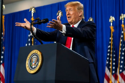 President Donald Trump speaks during an event on President Donald Trump speaks during an event on