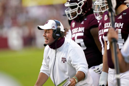 Texas A&M coach Jimbo Fisher yells to his players during the first half of an NCAA college football game against Vanderbilt Saturday, Sept. 26, 2020, in College Station, Texas. (AP Photo/David J. Phillip) Texas A&M coach Jimbo Fisher yells to his players during the first half of an NCAA college football game against Vanderbilt Saturday, Sept. 26, 2020, in College Station, Texas. (AP Photo/David J. Phillip)