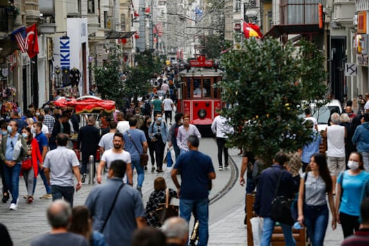 People, most wearing masks to help protect against the spread of coronavirus, walk along Istiklal street, the main shopping street in Istanbul, Friday, Oct. 9, 2020. (AP Photo/Emrah Gurel) People, most wearing masks to help protect against the spread of coronavirus, walk along Istiklal street, the main shopping street in Istanbul, Friday, Oct. 9, 2020. (AP Photo/Emrah Gurel)