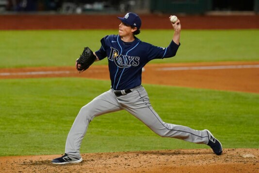 Tampa Bay Rays starting pitcher Ryan Yarbrough throws against the Los Angeles Dodgers during the fifth inning in Game 1 of the baseball World Series Tuesday, Oct. 20, 2020, in Arlington, Texas. (AP Photo/Eric Gay) Tampa Bay Rays starting pitcher Ryan Yarbrough throws against the Los Angeles Dodgers during the fifth inning in Game 1 of the baseball World Series Tuesday, Oct. 20, 2020, in Arlington, Texas. (AP Photo/Eric Gay)