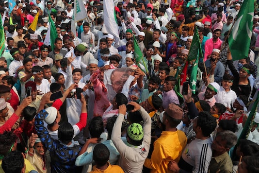 Protesters shout slogans while tearing a poster of French President Emmanuel Macron during a demonstration against France’s defence of Prophet Mohammed caricatures, in Hyderabad, on October 30, 2020. (AP Photo/Mahesh Kumar A.) Protesters shout slogans while tearing a poster of French President Emmanuel Macron during a demonstration against France’s defence of Prophet Mohammed caricatures, in Hyderabad, on October 30, 2020. (AP Photo/Mahesh Kumar A.)