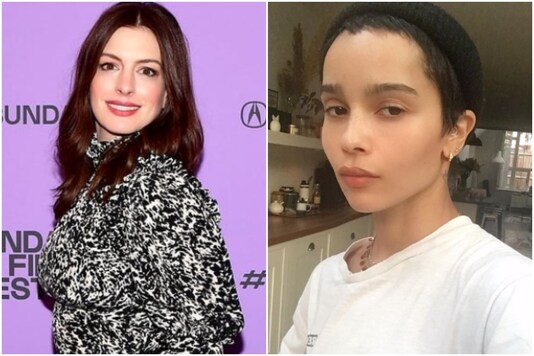 Anne Hathaway (L), Zoe Kravitz