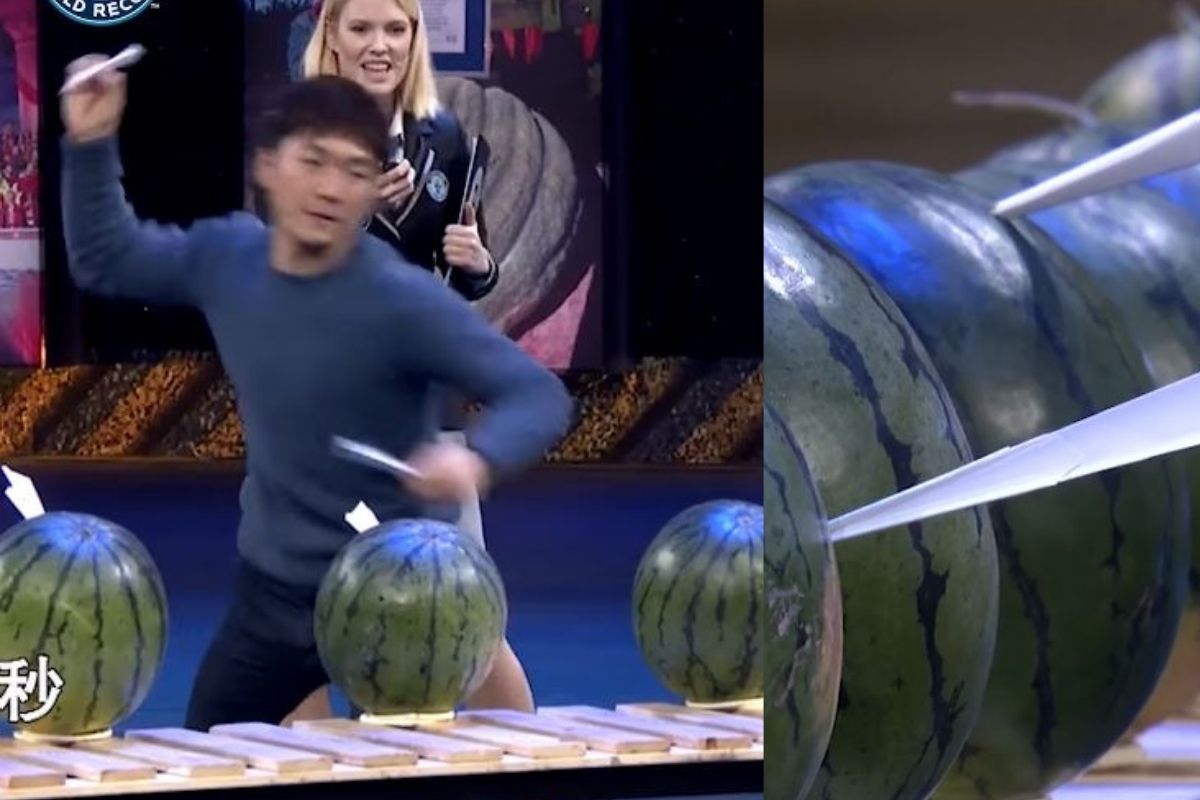 South Korean Man Sets World Record by Piercing Watermelons with 'Most Number' of Paper Planes