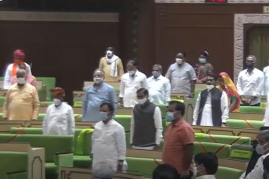Screengrab of Rajasthan Vidhan Sabha proceedings. (Youtube) Screengrab of Rajasthan Vidhan Sabha proceedings. (Youtube)