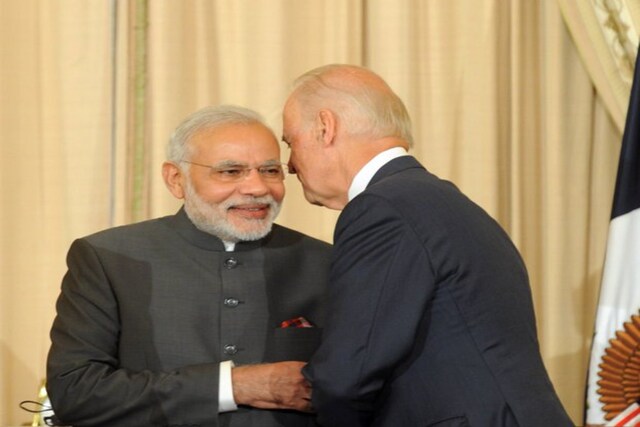 A file photo of PM Narendra Modi with Joe Biden. (Twitter/Narendra Modi)