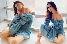 In Pics: Mouni Roy Poses in an Off-shoulder Blue Ruffled Dress