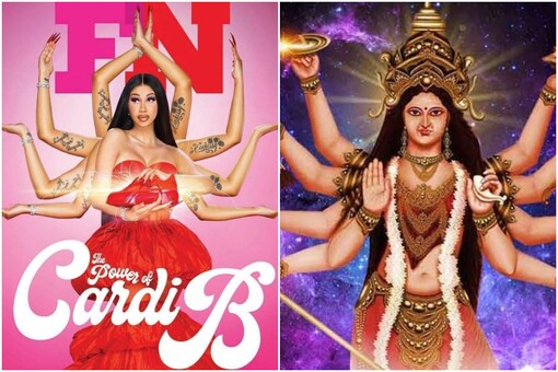 Cardi B is facing flak from some Indians on social media for posing as goddess Durga holding a shoe | Image credit: Twitter