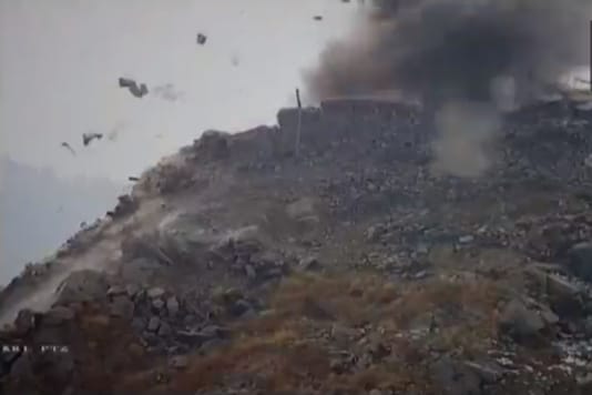 Pakistan Army shelling along the border on Friday. (Twitter/ANI) Pakistan Army shelling along the border on Friday. (Twitter/ANI)
