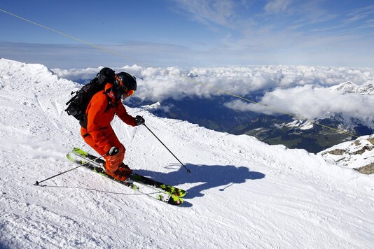 File photo of a man skiing down a slope of Mount Titlis skiing area near the Alpine resort of Engelberg, Switzerland. (For representation)