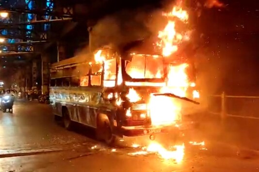 The bus was immediately brought to a halt and passengers were asked to deboard, following which two fire tenders doused the flames in half an hour. (Image: News18)